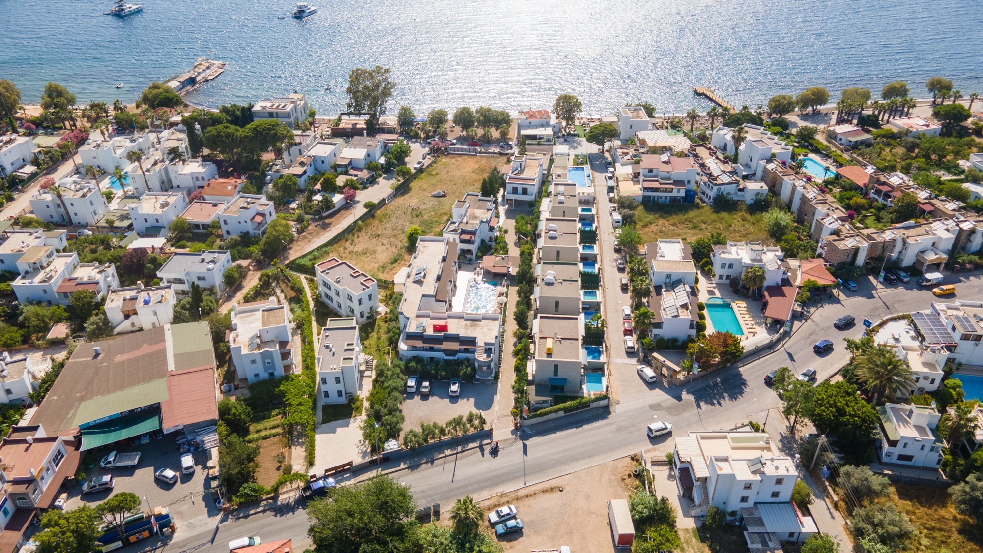 Point Residence Yalıkavak havadan plaj görünümü